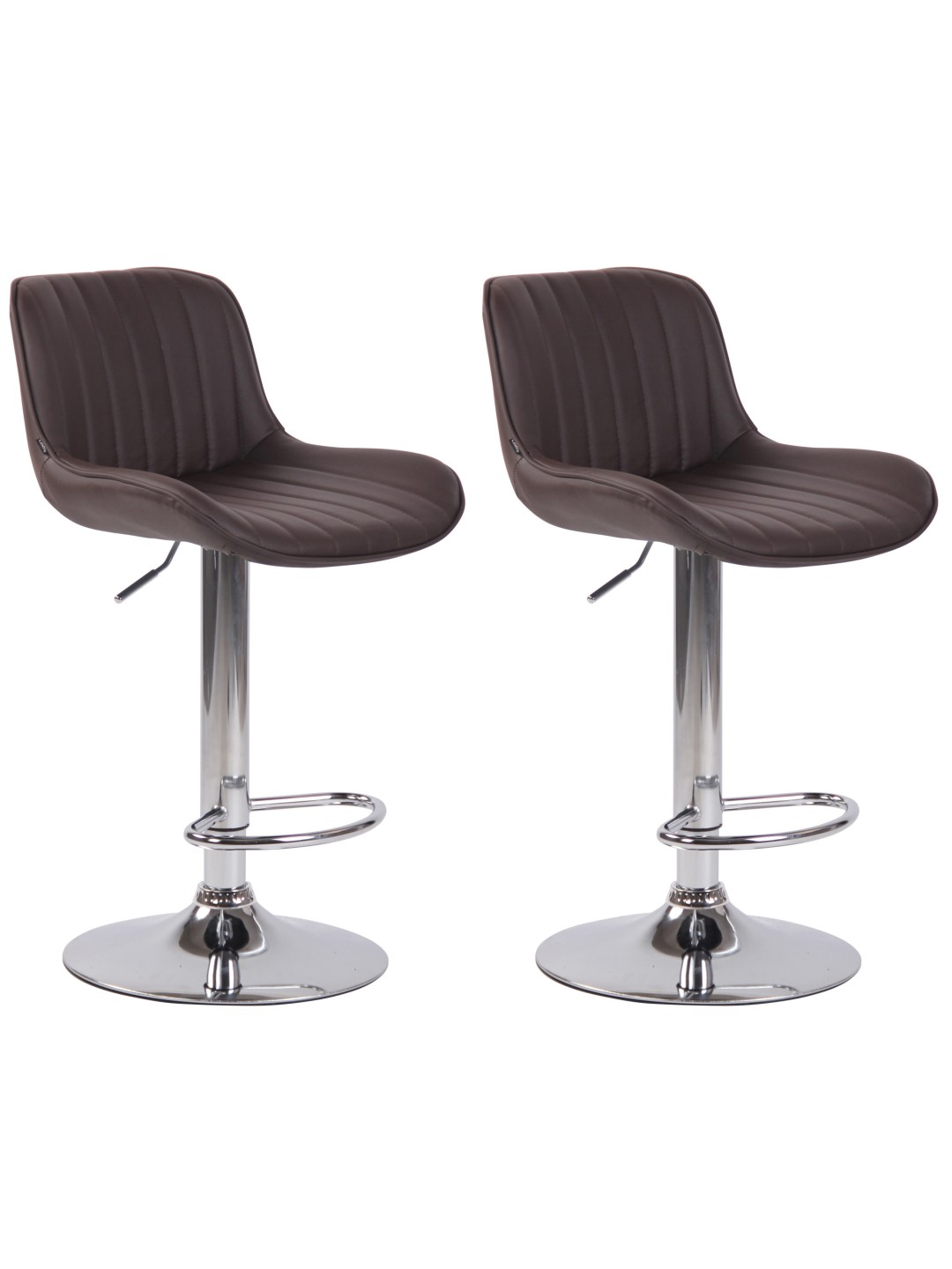 Sæt med 2 barstole Lentini imiteret læder krom, brun