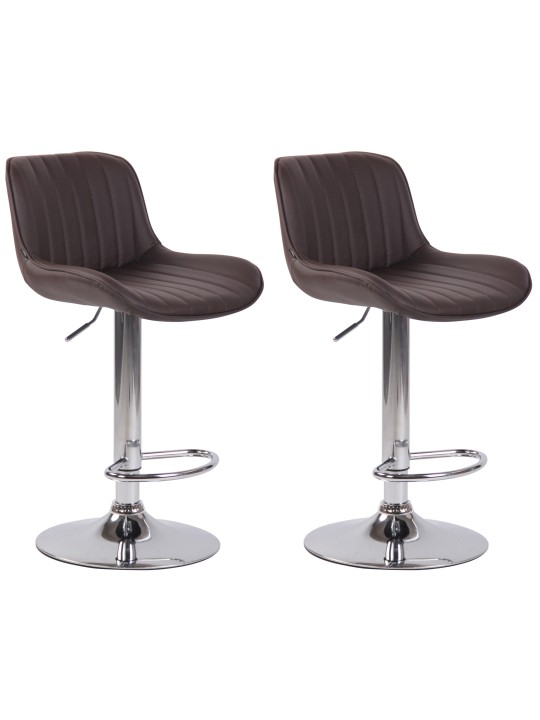 Sæt med 2 barstole Lentini imiteret læder krom, brun