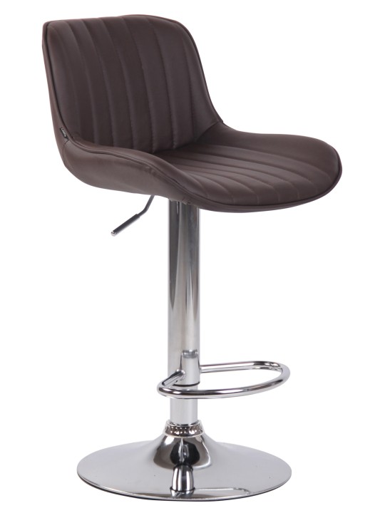 Sæt med 2 barstole Lentini imiteret læder krom, brun