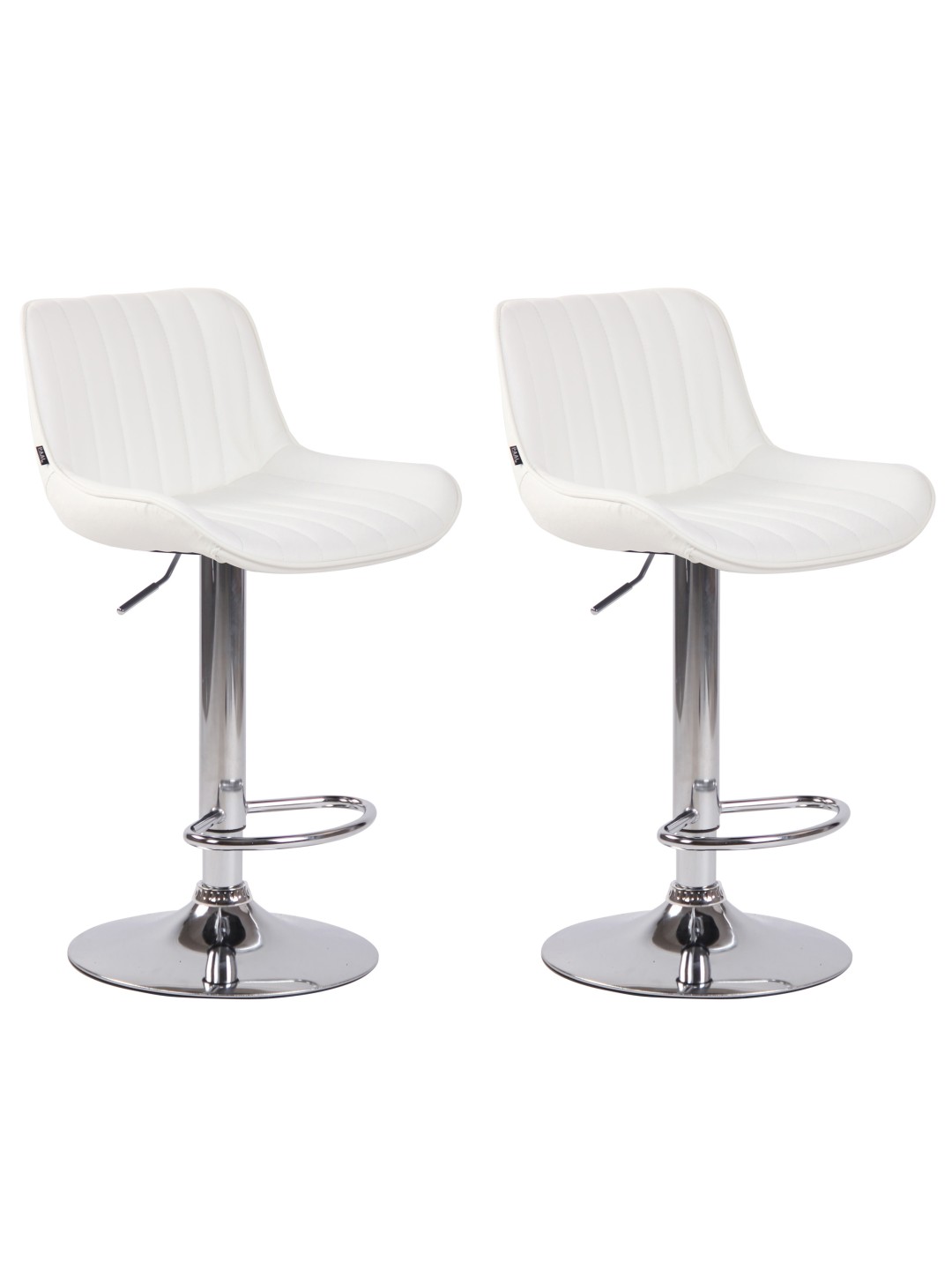Sæt med 2 barstole Lentini imiteret læder krom, hvid