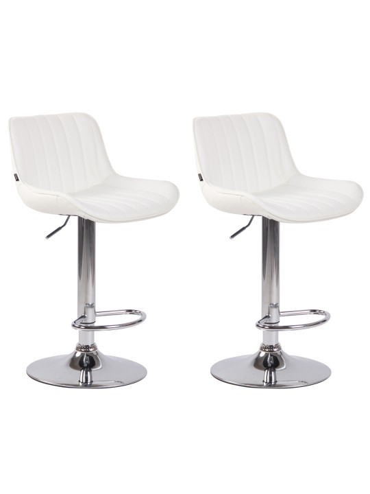 Sæt med 2 barstole Lentini imiteret læder krom, hvid