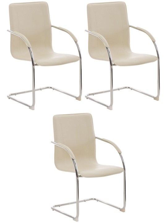 Sæt med 3 stole Melina, creme