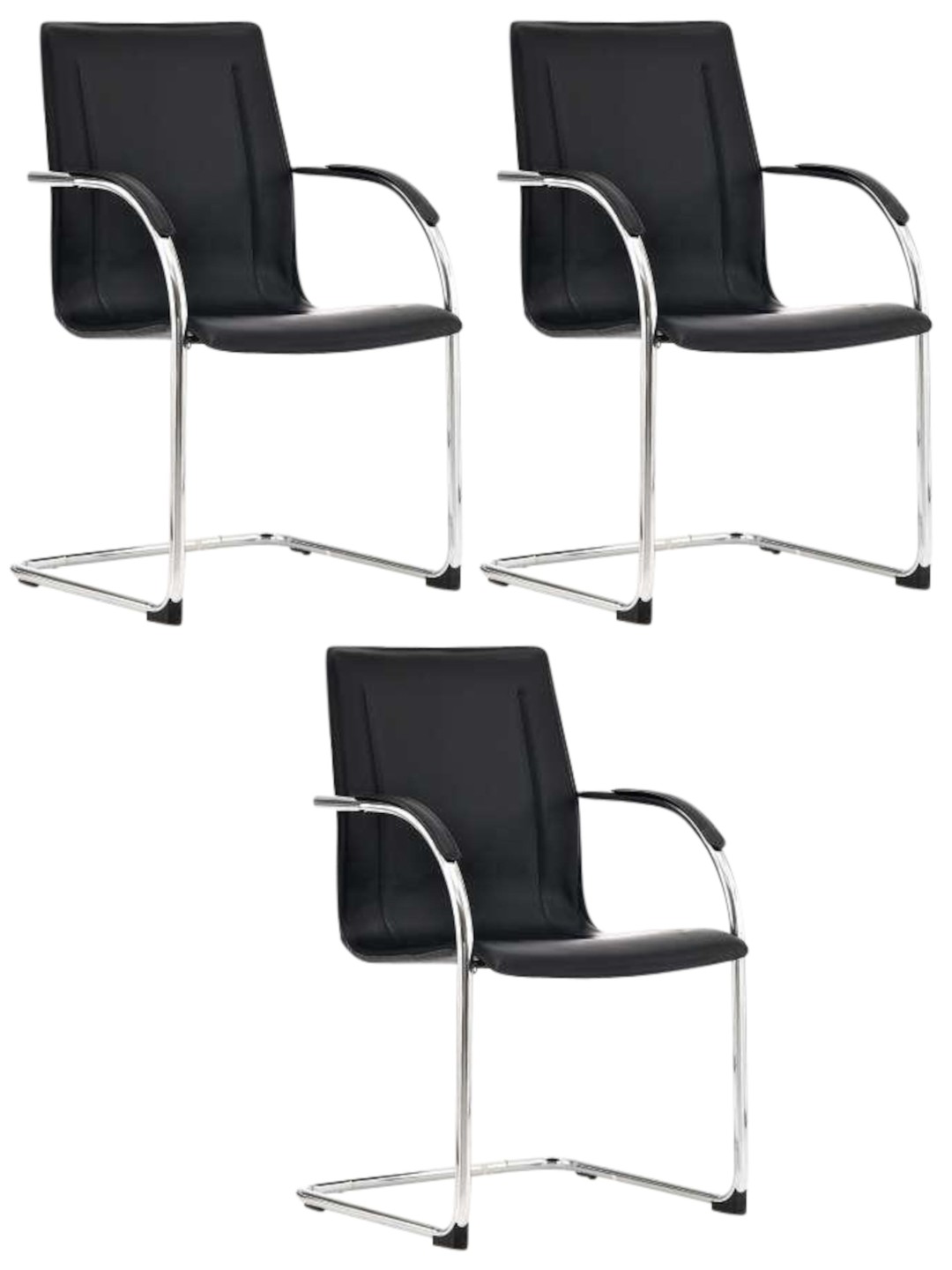 Sæt med 3 stole Melina, sort