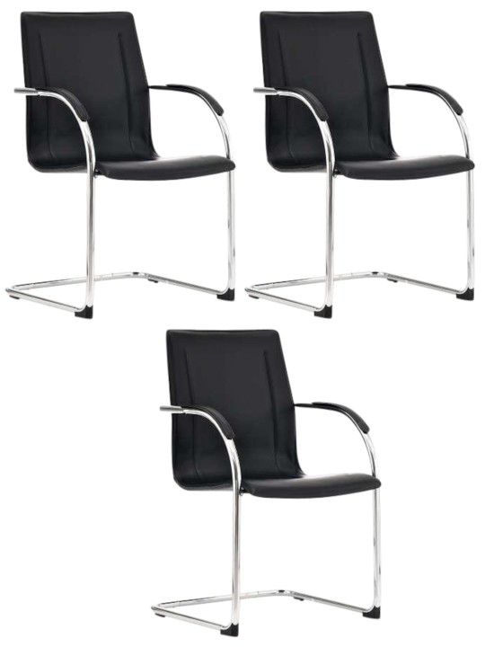 Sæt med 3 stole Melina, sort