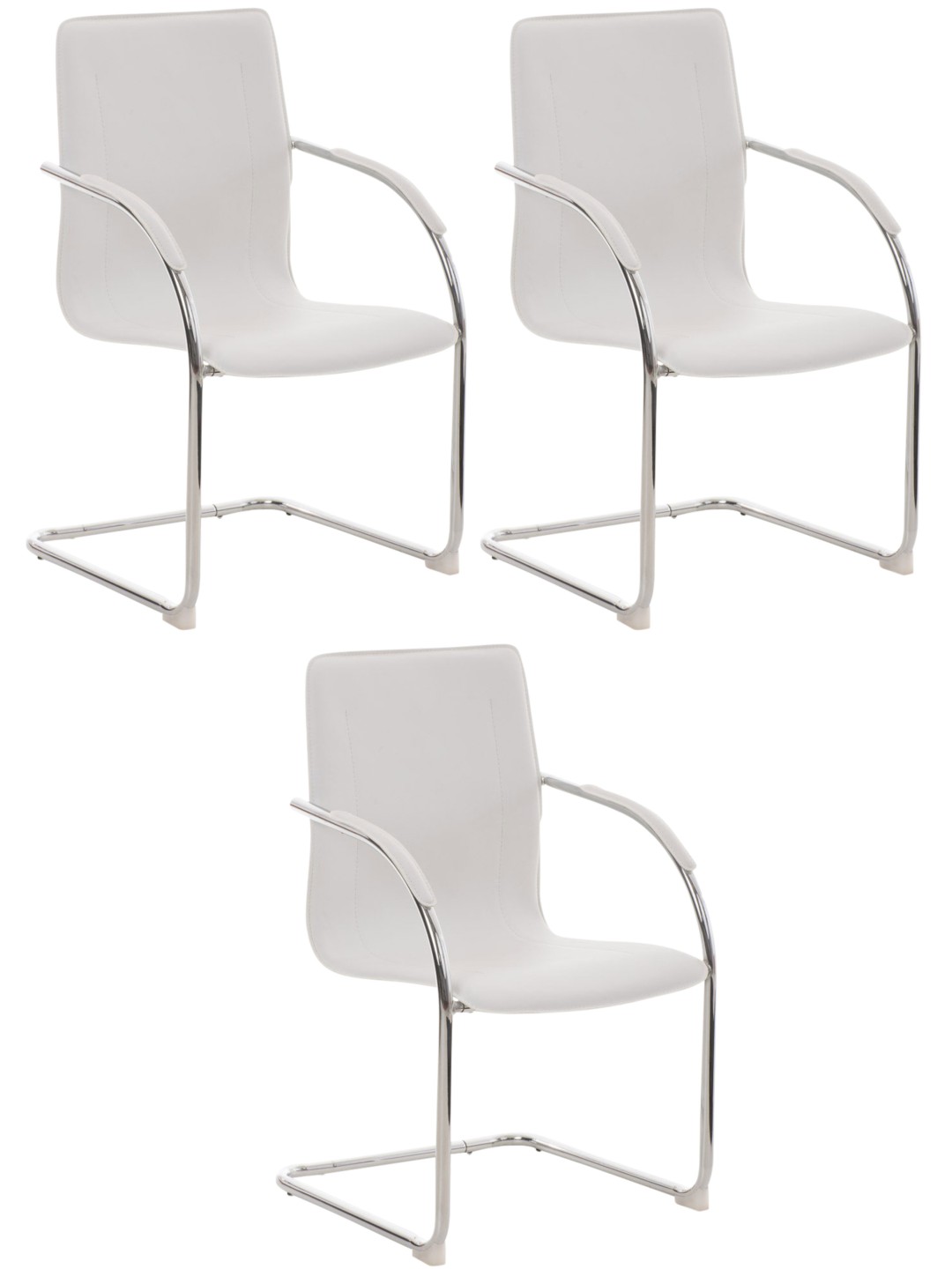 Sæt med 3 stole Melina, hvid