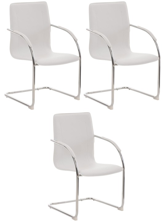 Sæt med 3 stole Melina, hvid