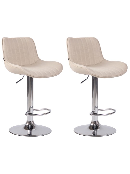Sæt med 2 barstole Lentini stof krom, creme