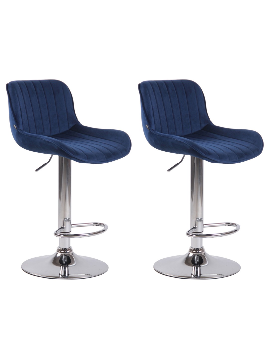 Sæt med 2 barstole Lentini fløjlskrom, blå