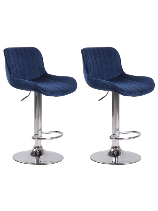 Sæt med 2 barstole Lentini fløjlskrom, blå