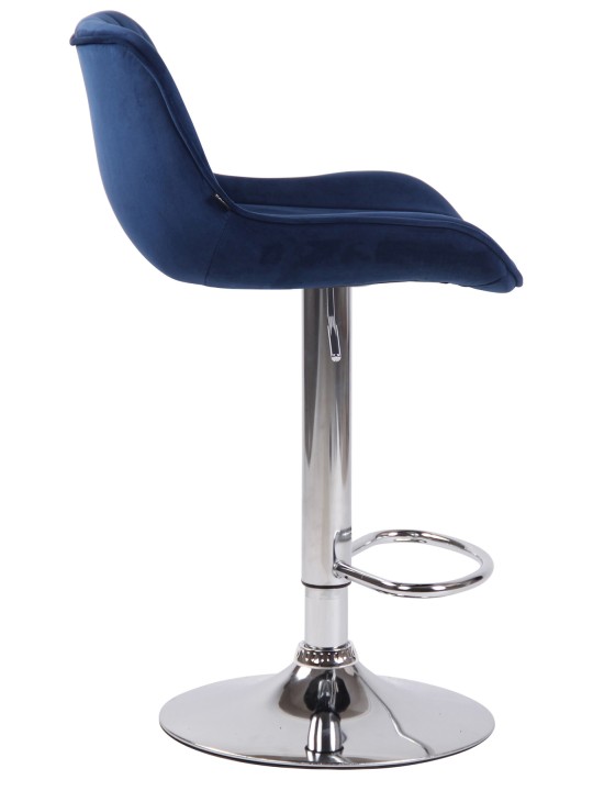 Sæt med 2 barstole Lentini fløjlskrom, blå