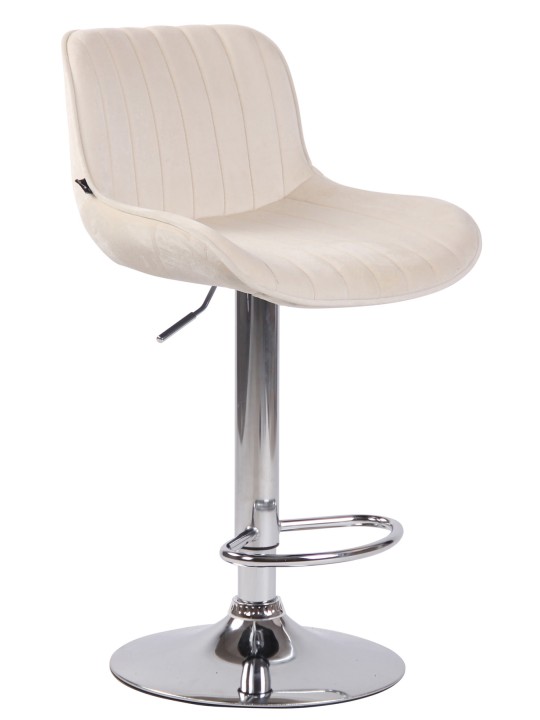 Sæt med 2 barstole Lentini fløjlskrom, creme