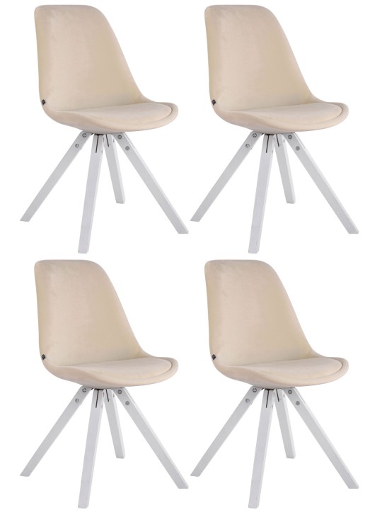 Sæt med 4 Toulouse Velvet Square Chairs, creme Sæt med 4 Toulouse Velvet Square Chairs, creme