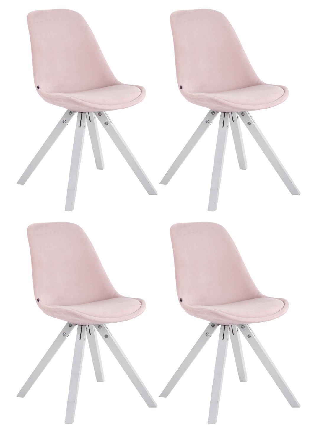 Sæt med 4 Toulouse Velvet Square Chairs, pink