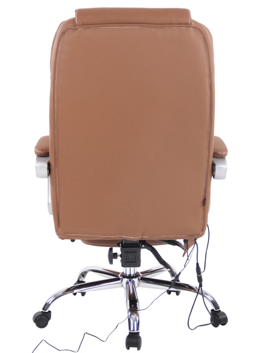 Kontorstol Pacific ægte læder med massagefunktion, lysebrun