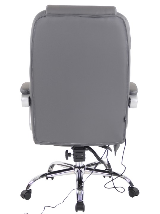 Kontorstol Pacific ægte læder med massagefunktion, grå