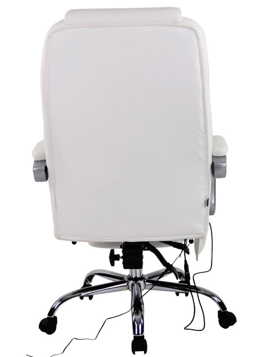 Kontorstol Pacific ægte læder med massagefunktion, hvid