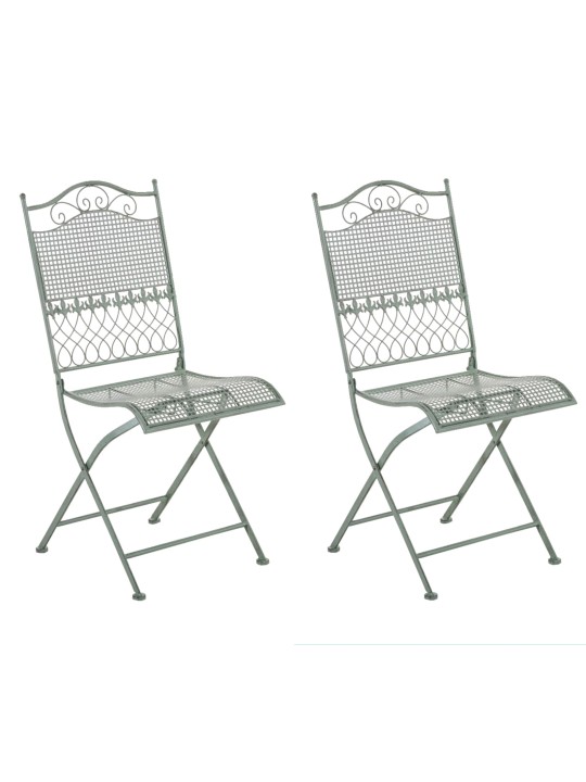 Sæt med 2 havestole Kiran, antik grøn