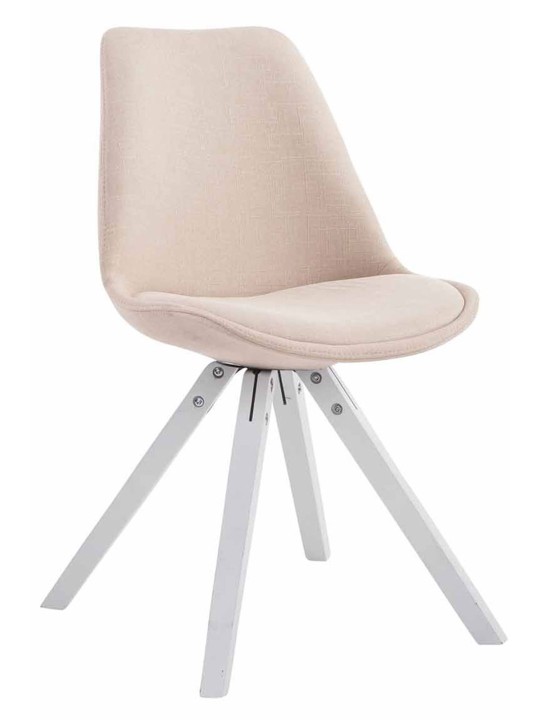 Sæt med 4 besøgsstole Toulouse stof Firkantet, creme