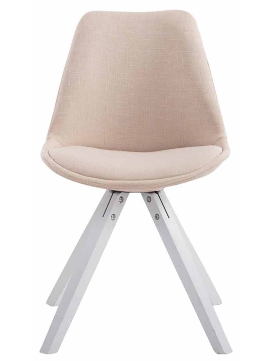 Sæt med 4 besøgsstole Toulouse stof Firkantet, creme