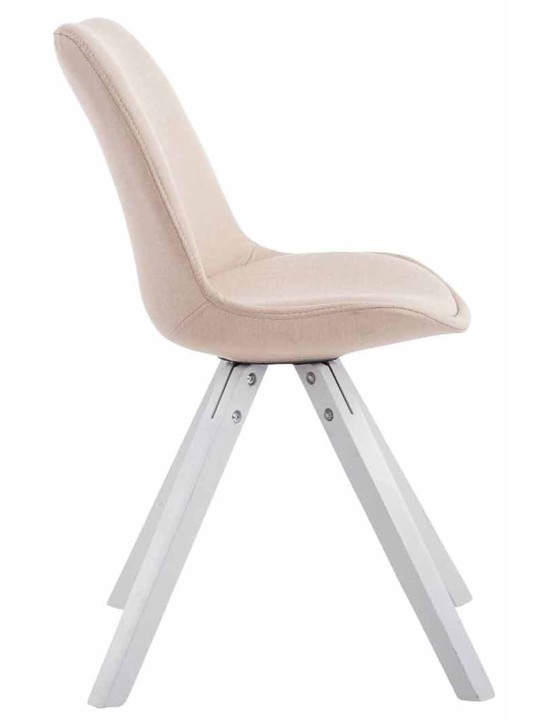 Sæt med 4 besøgsstole Toulouse stof Firkantet, creme