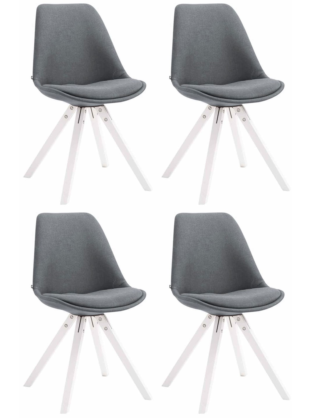 Sæt med 4 besøgsstole Toulouse stof Firkantet, mørkegrå