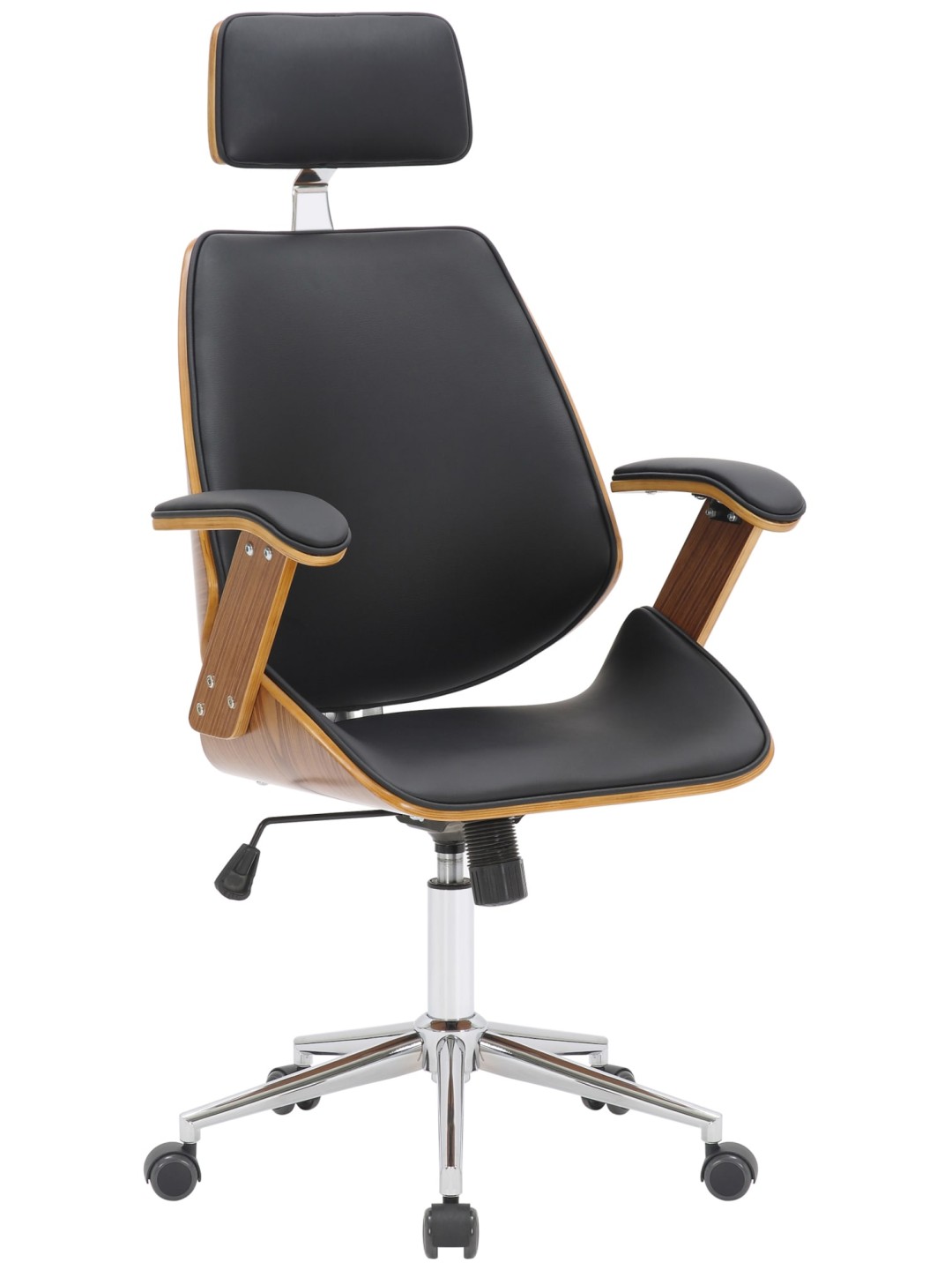 Kontorstol Chicago imiteret læder, valnød/sort