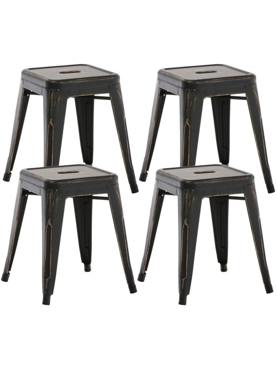 Sæt med 4 skamler Armin, sort-guld Sæt med 4 skamler Armin, sort-guld