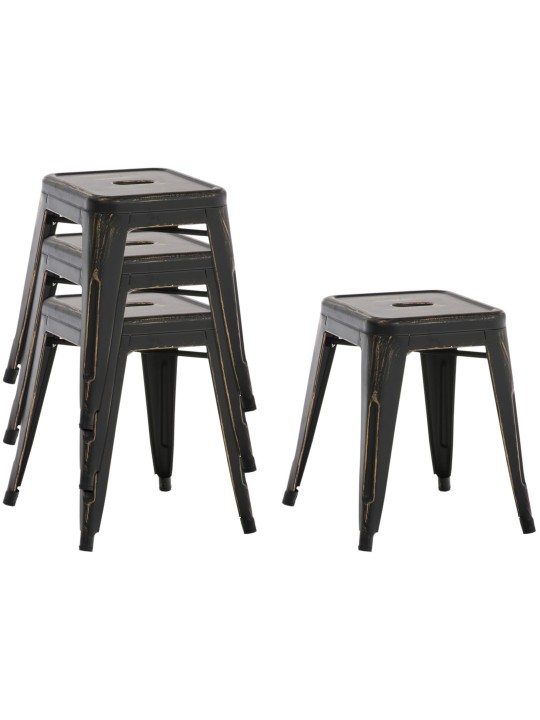 Sæt med 4 skamler Armin, sort-guld Sæt med 4 skamler Armin, sort-guld