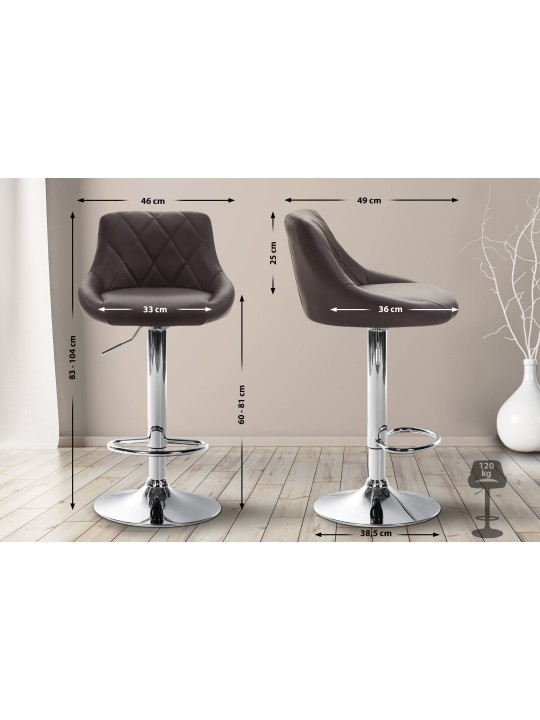 Barstol Lazio imiteret læder krom, brun