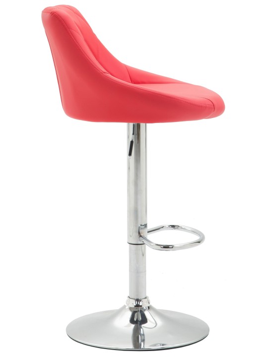 Barstol Lazio imiteret læder krom, rød