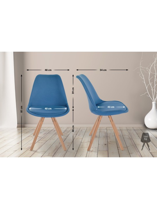 Stol Sofia Stof Rund, blå