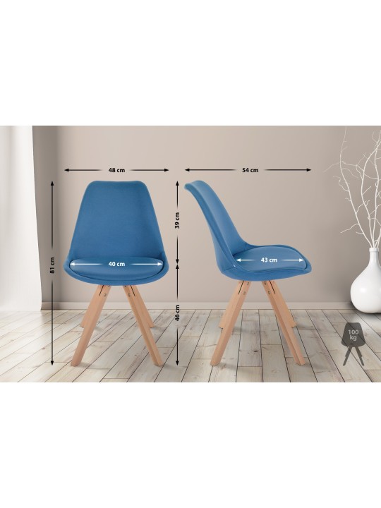 Stol Sofia Stof Firkant, blå