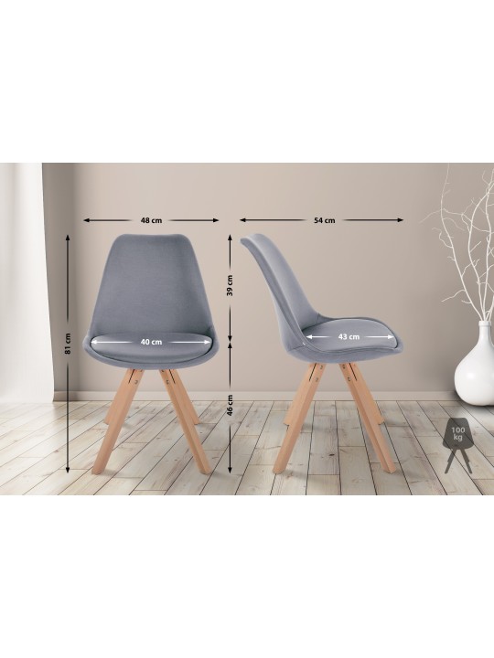 Stol Sofia Stof Firkant, lysegrå