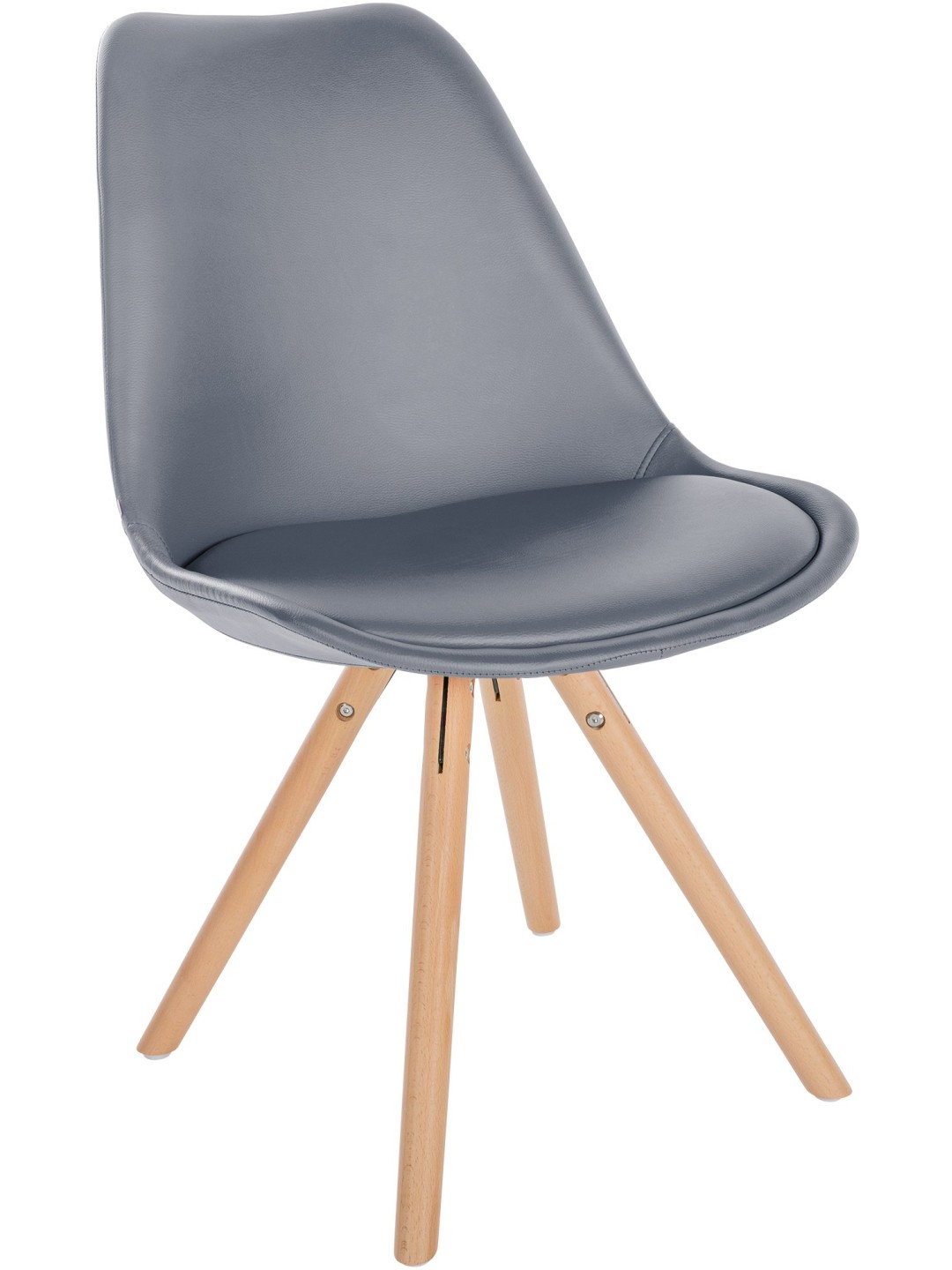 Stol Sofia rund i imiteret læder, grå