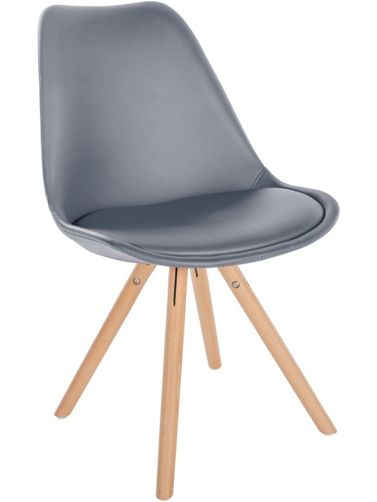 Stol Sofia rund i imiteret læder, grå