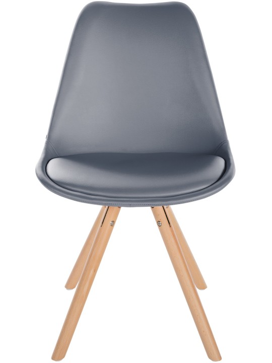 Stol Sofia rund i imiteret læder, grå