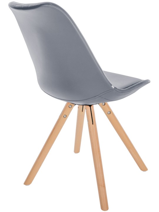 Stol Sofia rund i imiteret læder, grå