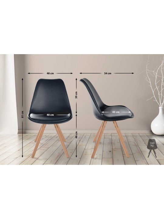 Stol Sofia Kunstlæder Rund, sort