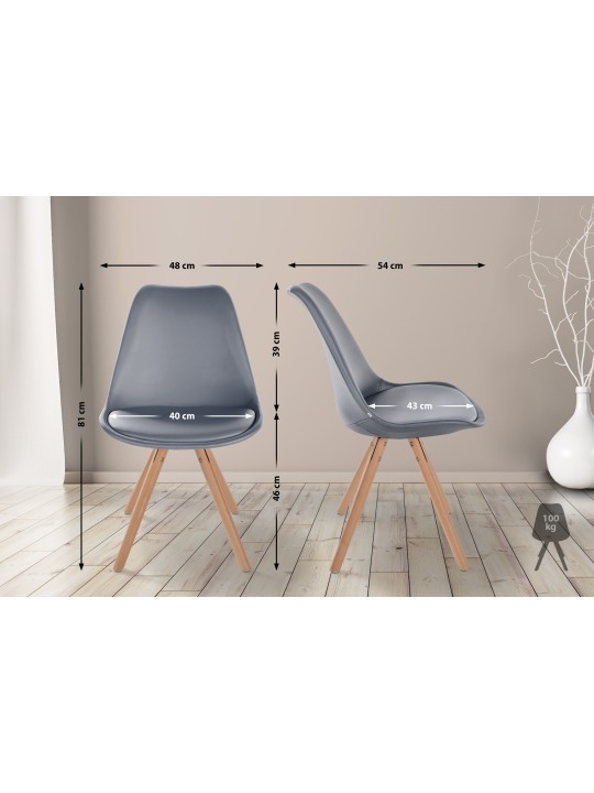 Stol Sofia rund i imiteret læder, grå