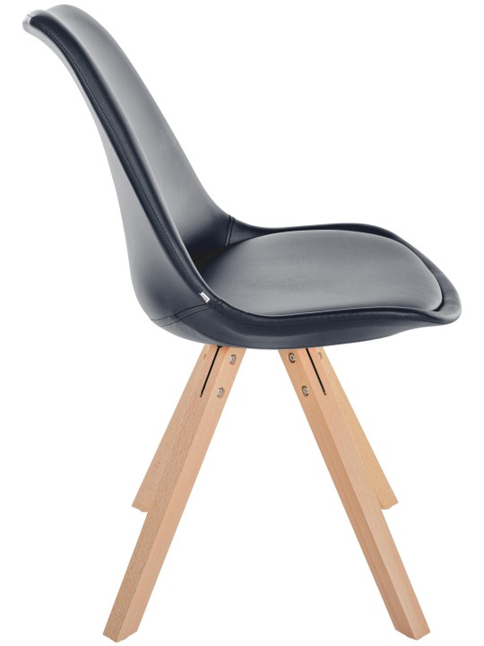 Stol Sofia imiteret læder Firkantet, sort