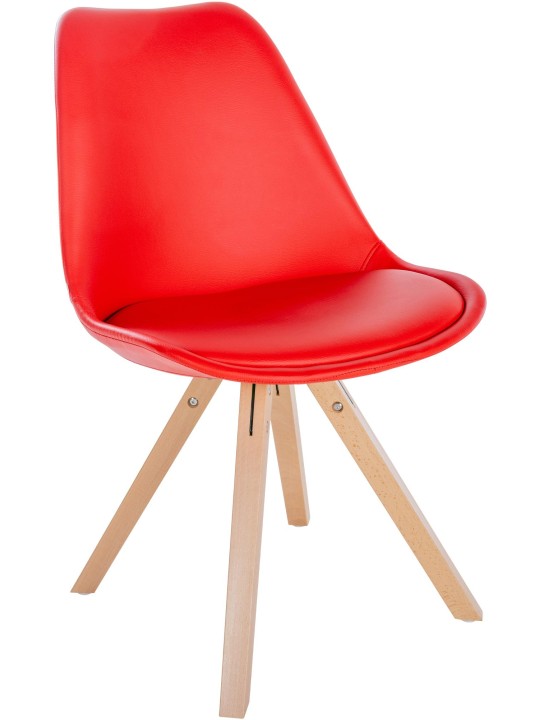 Stol Sofia imiteret læder Firkantet, rød