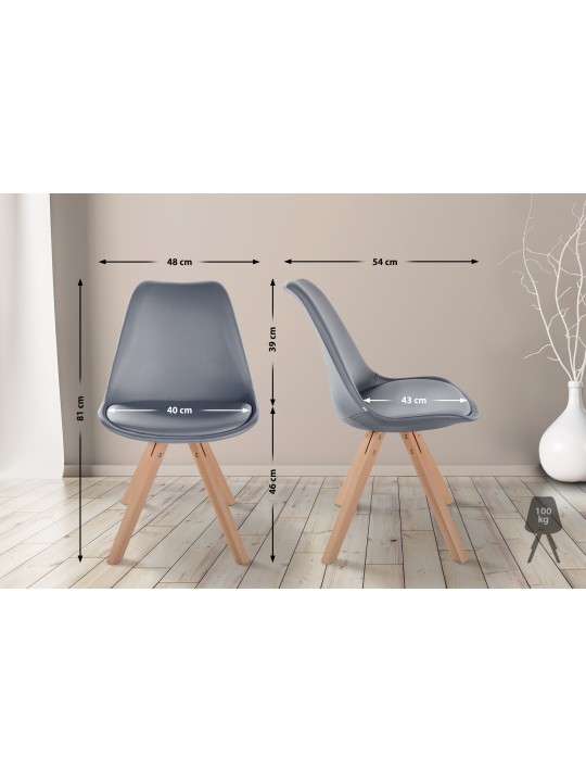 Stol Sofia imiteret læder Firkantet, grå Stol Sofia imiteret læder Firkantet, grå