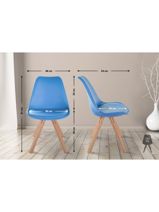 Stol Sofia imiteret læder Firkantet, lyseblå Stol Sofia imiteret læder Firkantet, lyseblå