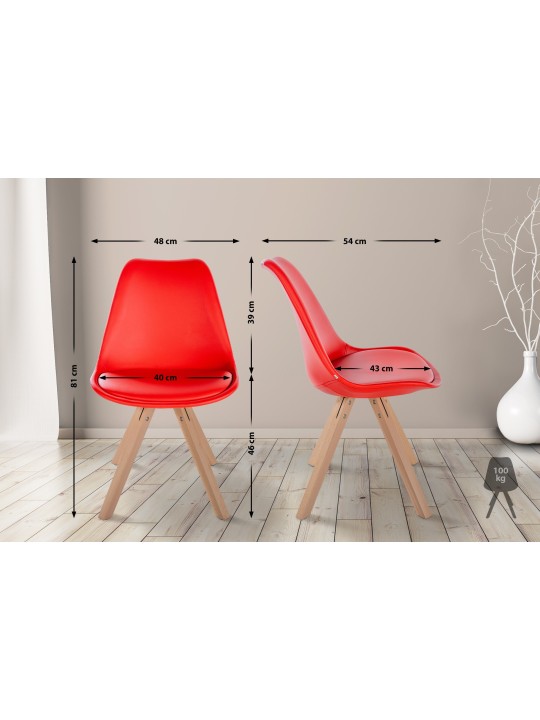 Stol Sofia imiteret læder Firkantet, rød