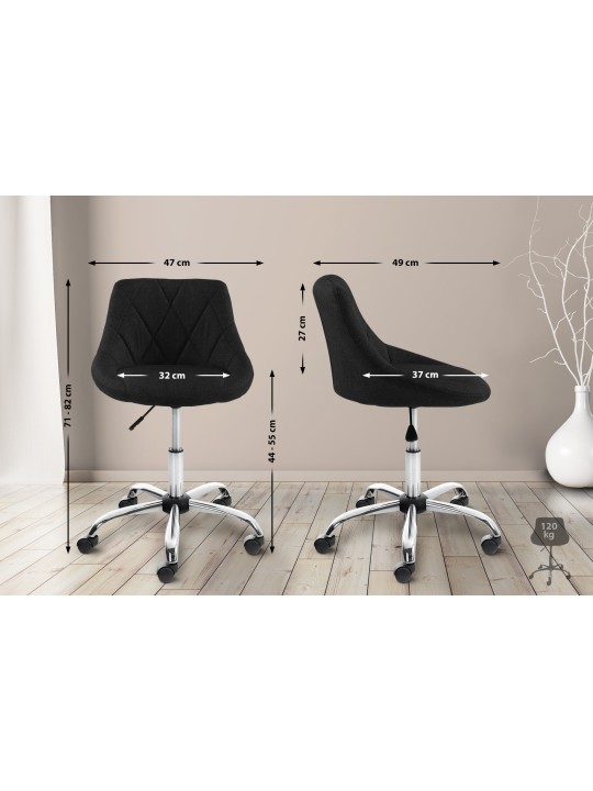 Arbejdsskammel Lazio stof, sort