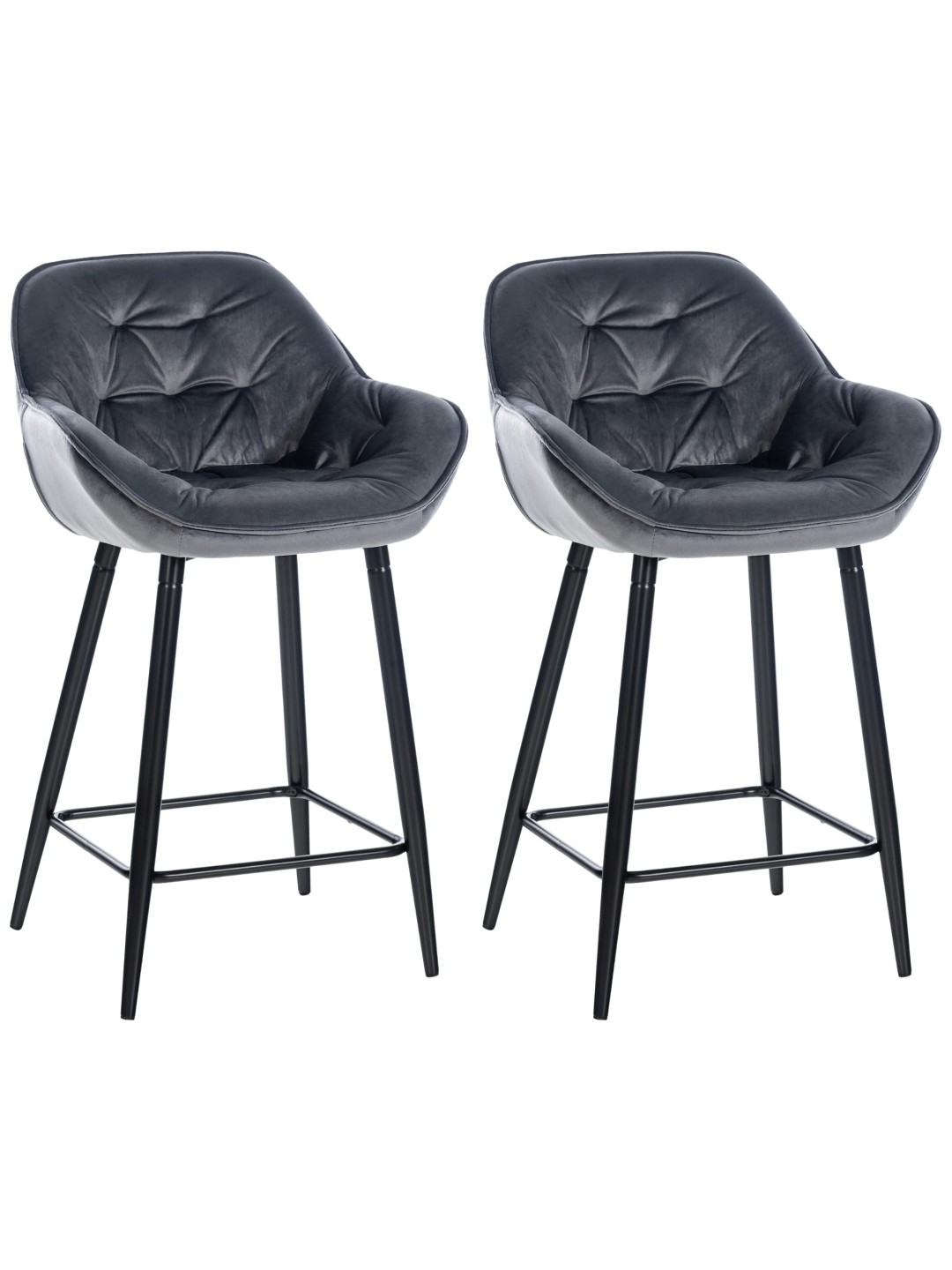 Sæt med 2 barstole Gibson velvet, mørkegrå