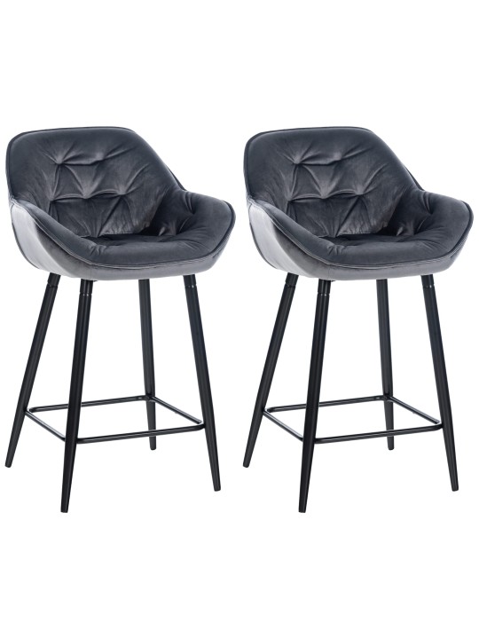 Sæt med 2 barstole Gibson velvet, mørkegrå