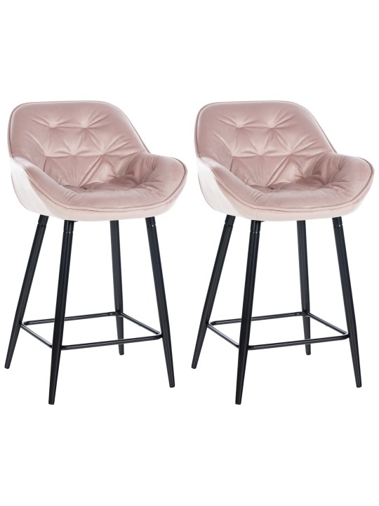 Sæt med 2 barstole Gibson velvet, pink
