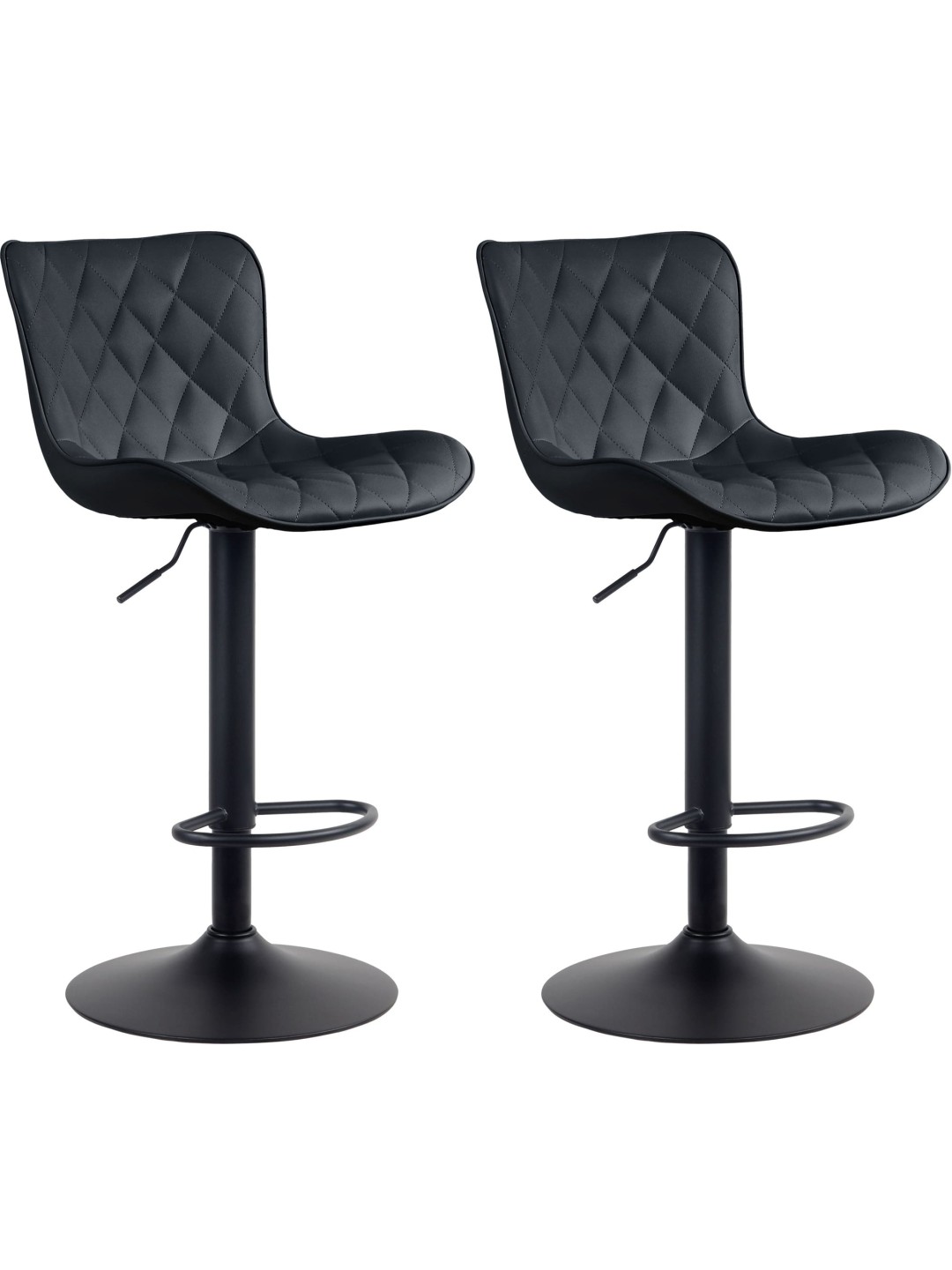 Sæt med 2 barstole Emma imiteret læder, sort