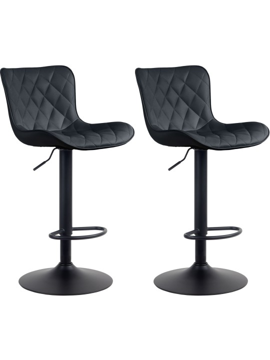 Sæt med 2 barstole Emma imiteret læder, sort